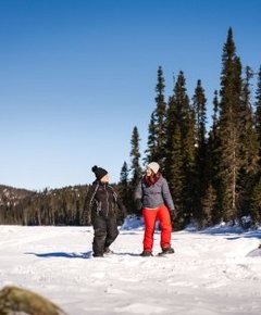 Two women on snowshoes 