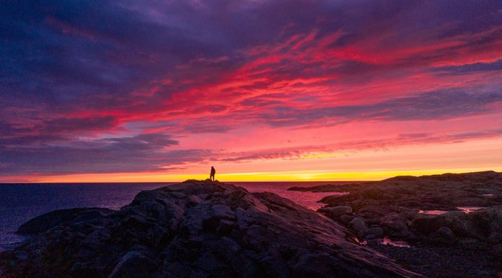 Coucher de soleil sur la grève